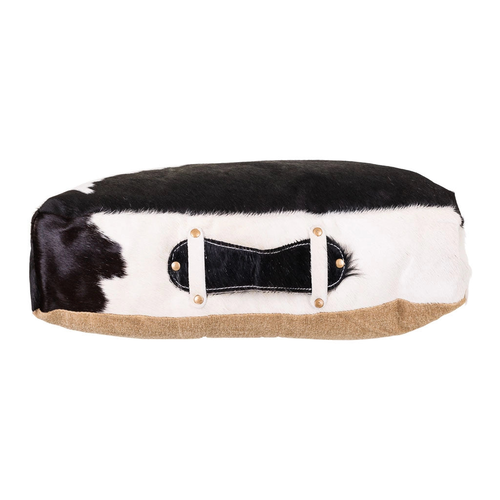 Cuscino in pelle bianco/nero 48x10x48h