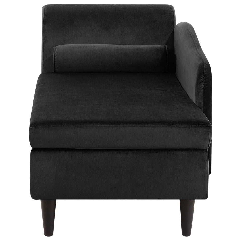 Chaise longue Rivestimento in velluto Nero con contenitore a versione sinistra con supporto