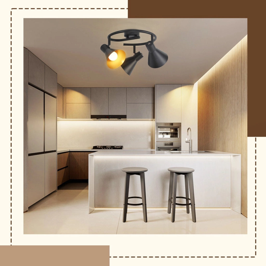 ZMH Faretto da soffitto neri E14 girevoli 350° stile industriale retrò metallo per cucina camera letto corridoio
