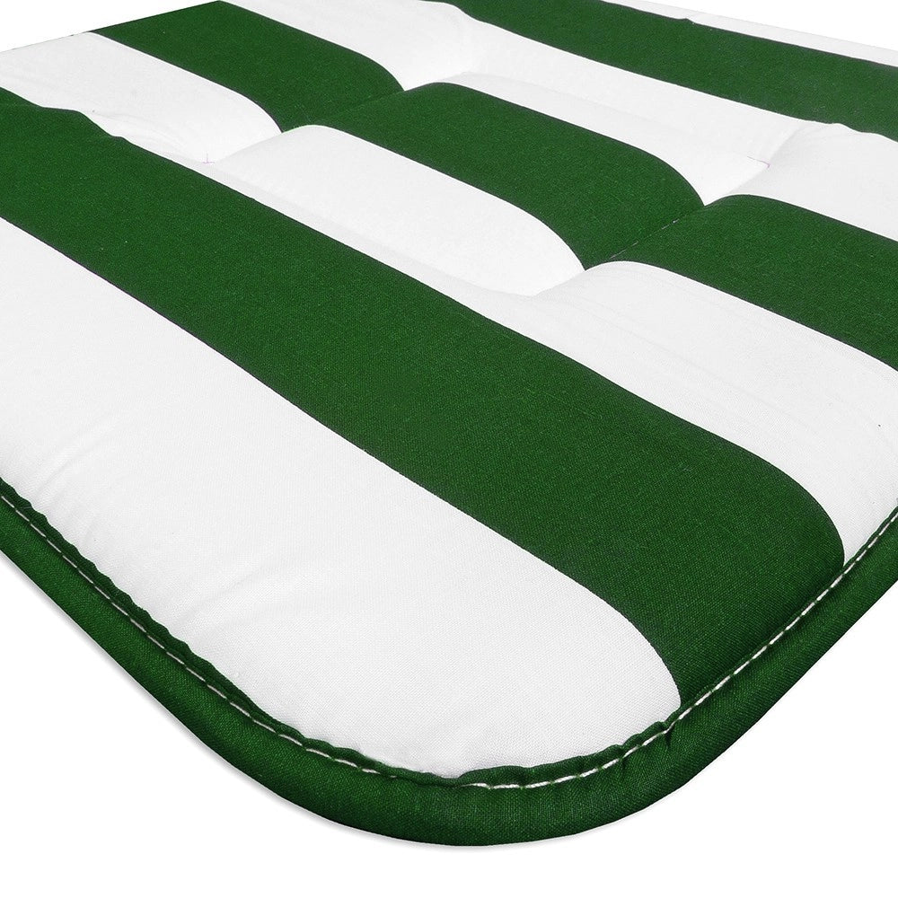 Set 4 Cuscini Sedia Cotone A Righe Verde Coprisedia Trapuntati Lavabili Morbidi Universali