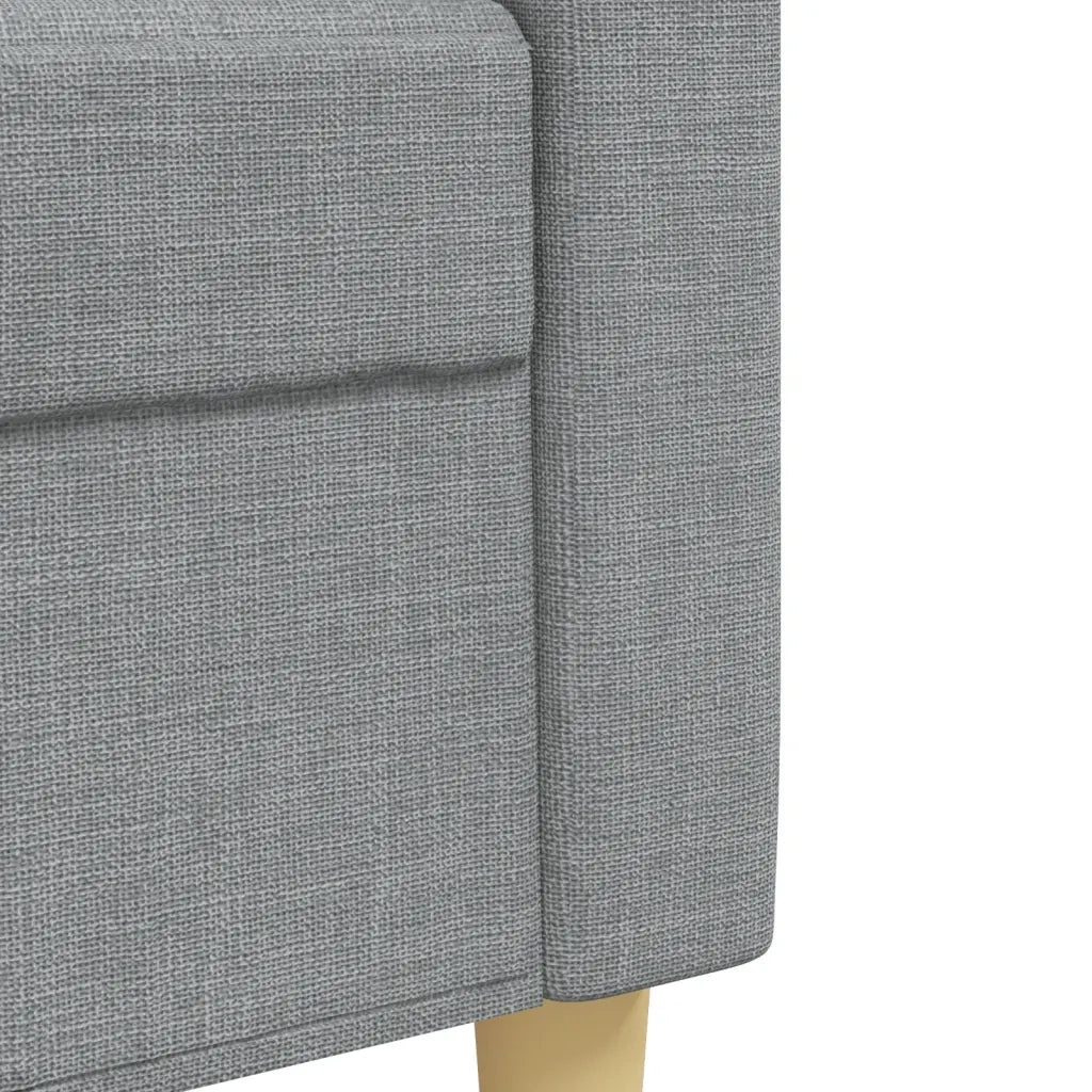 Set di Divani 3 pz con Poggiapiedi Grigio Chiaro in Tessuto
