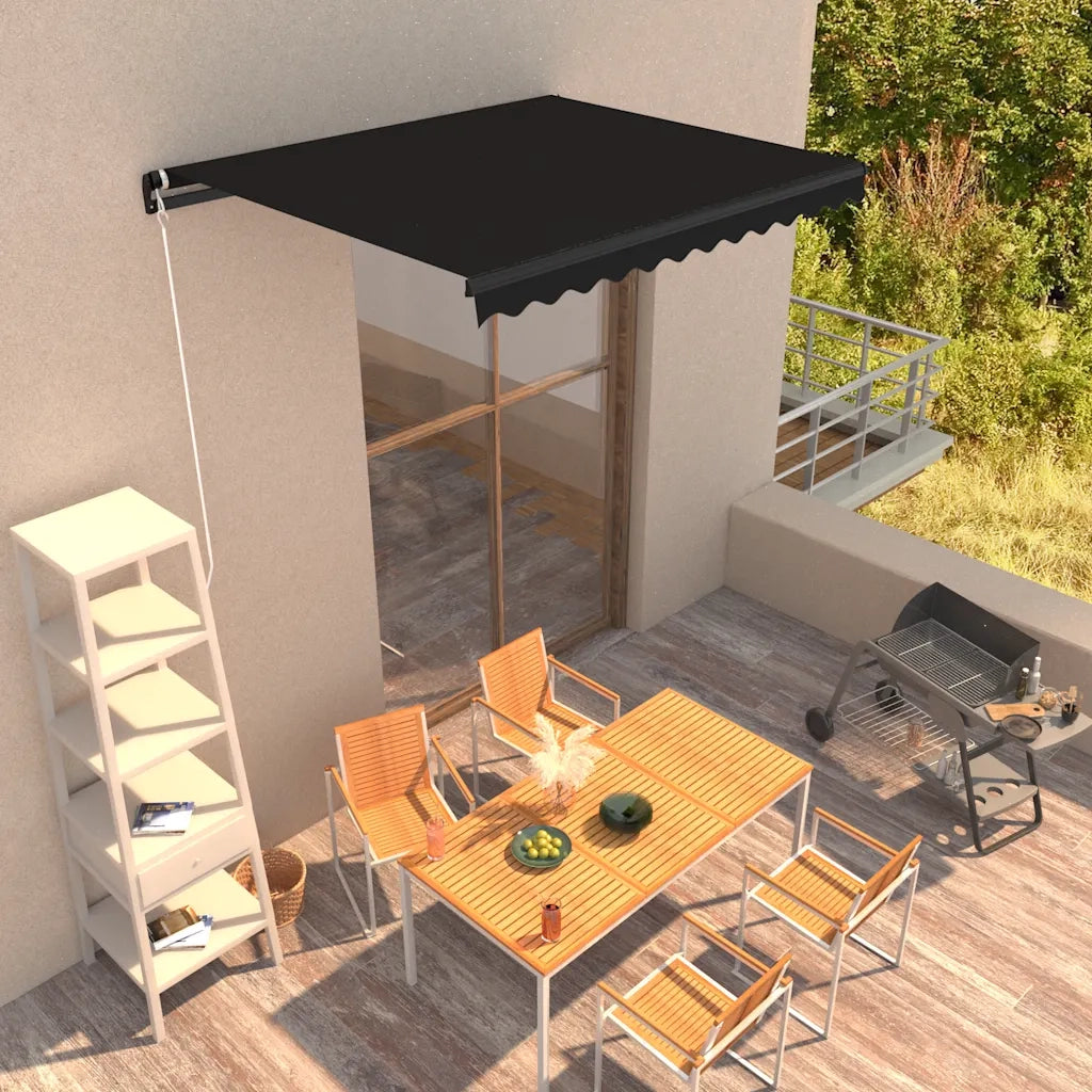 Tenda da Sole Retrattile Manuale-Tenda parasole per Patio 350x250 cm Antracite