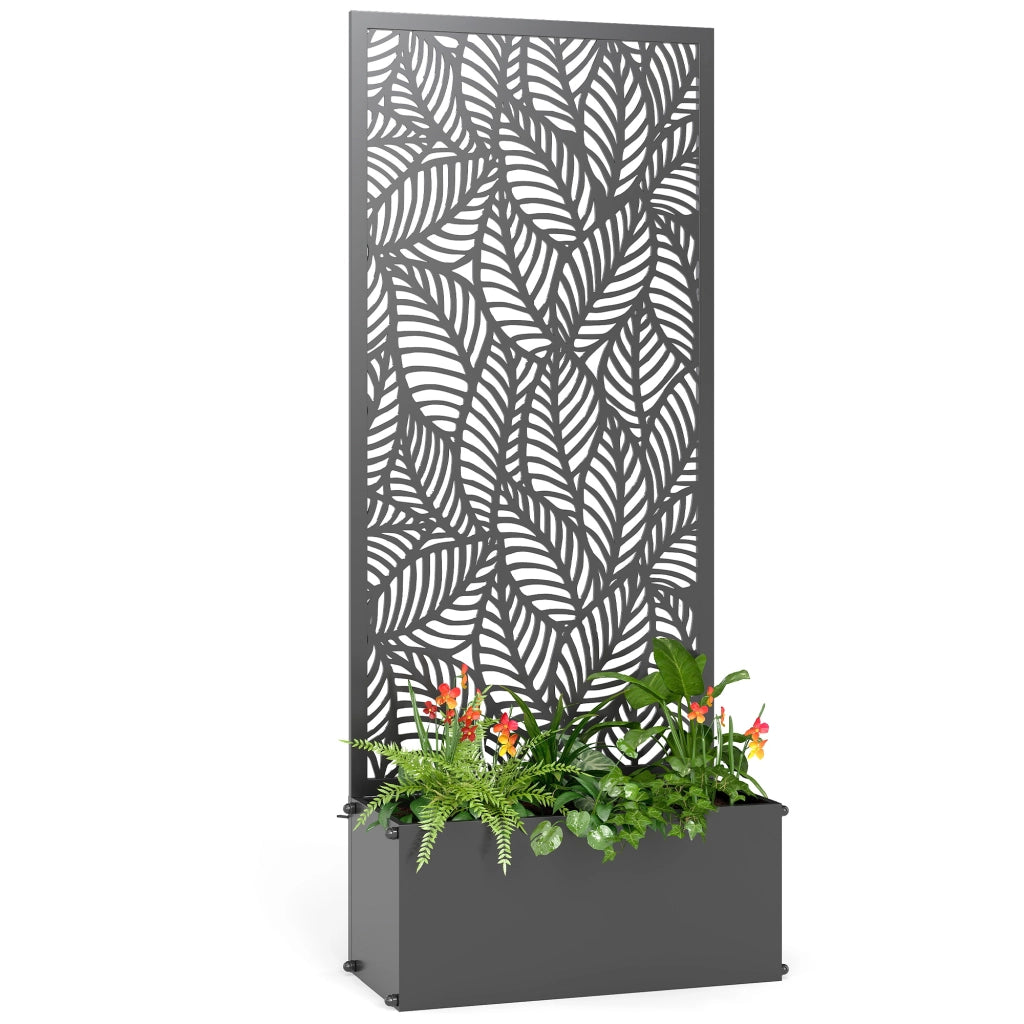 Fioriera con griglia e frangivista per piante rampicanti ¨C zephmum ¨C metallo nero 45x21.5x110 cm