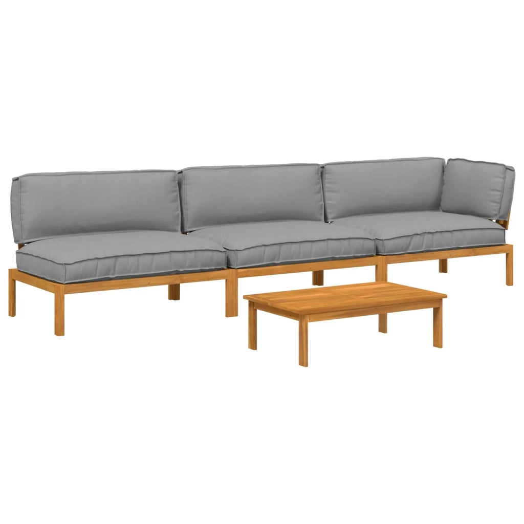 Set di divani con cuscino 4 pcs Grigio Legno di Acacia Massello 3418485