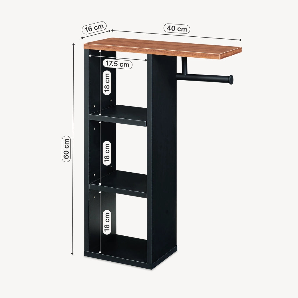 Mobile Portarotolo Trond Supporto Porta Carta Igienica 60 x 40 x 16 cm - Nero/Effetto Noce [en.casa]