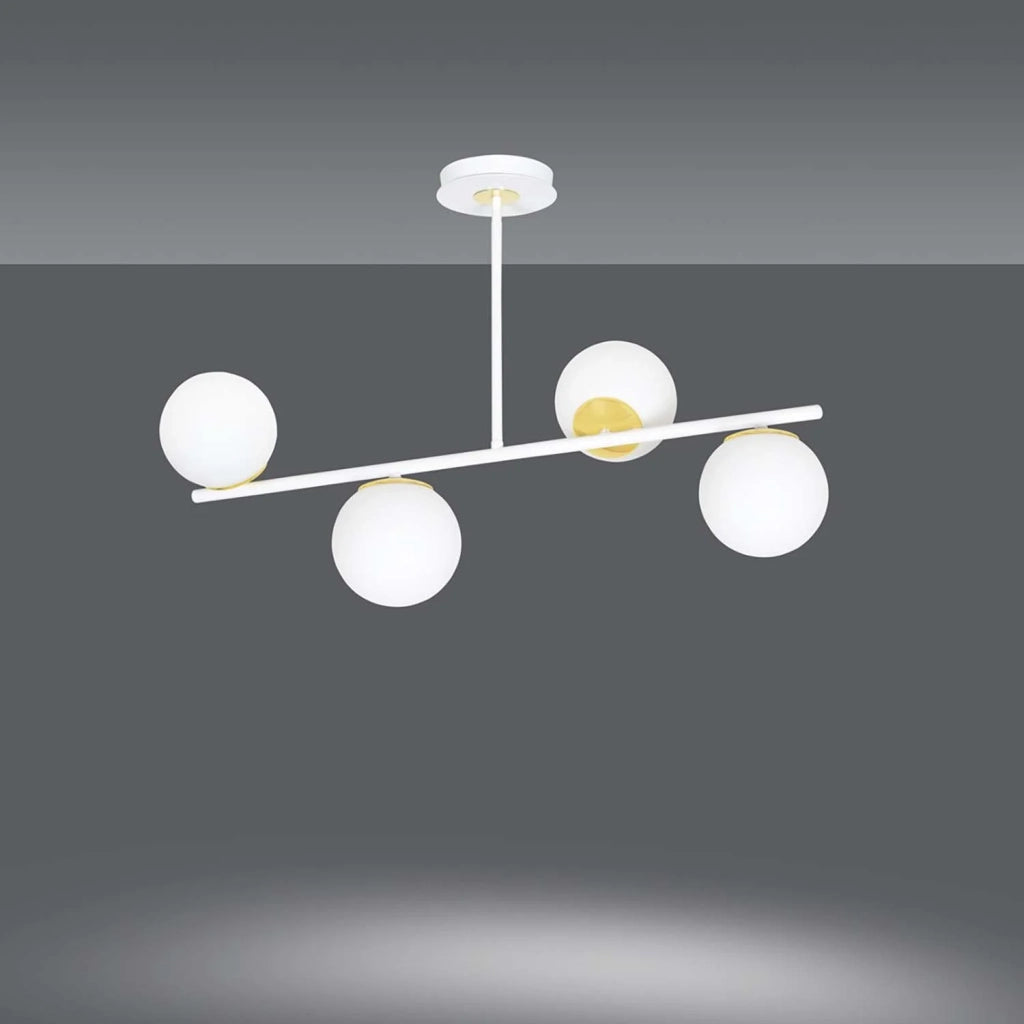 Plafoniera Contemporaneo Vishnu Acciaio Bianco 4 Luci E14 Ip20