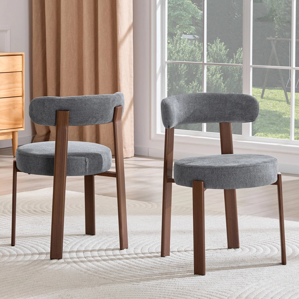 Sedia da pranzo imbottita con schienale ergonomico, in lino, Grigio, 57 × 51.5 × 79 cm