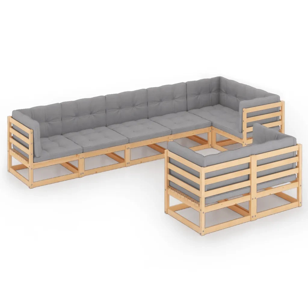 Set Salotto Giardino 8 pz Cuscini Antracite Legno Massello Pino 3076704