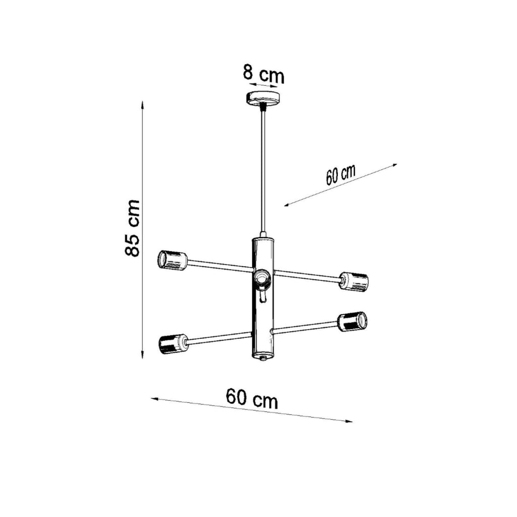 Lampadario Basilik Pure Lume 6 luci nero metallo E27