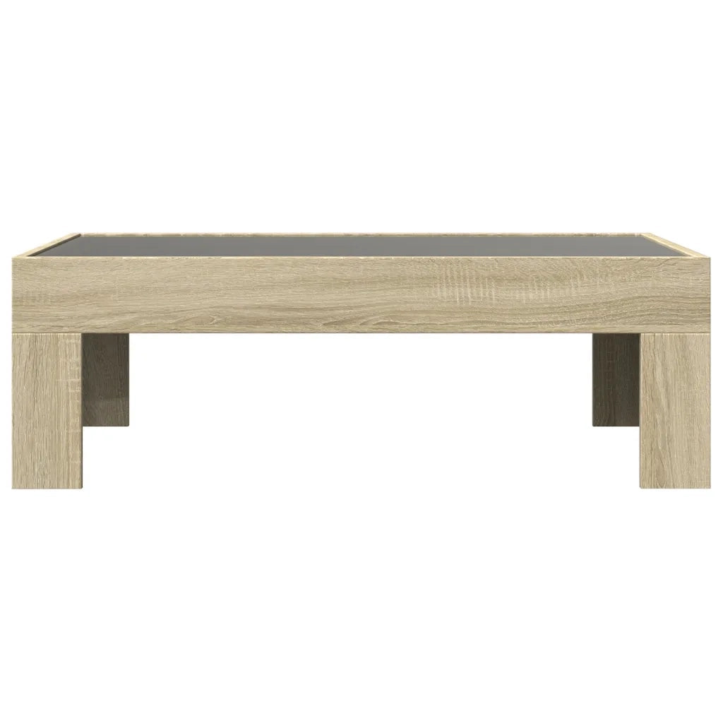 Tavolino da Salotto con LED Infinity-Tavolino da soggiorno Rovere Sonoma 90x50x30 cm
