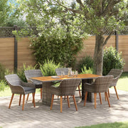 Set da Pranzo per Giardino con cuscino 7 pcs Grigio polyrattan