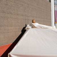 Ombrellone da Giardino 1,5x3 m Palo Ø57 mm Mezzaluna in Legno Telo in Acrilico Ecrù