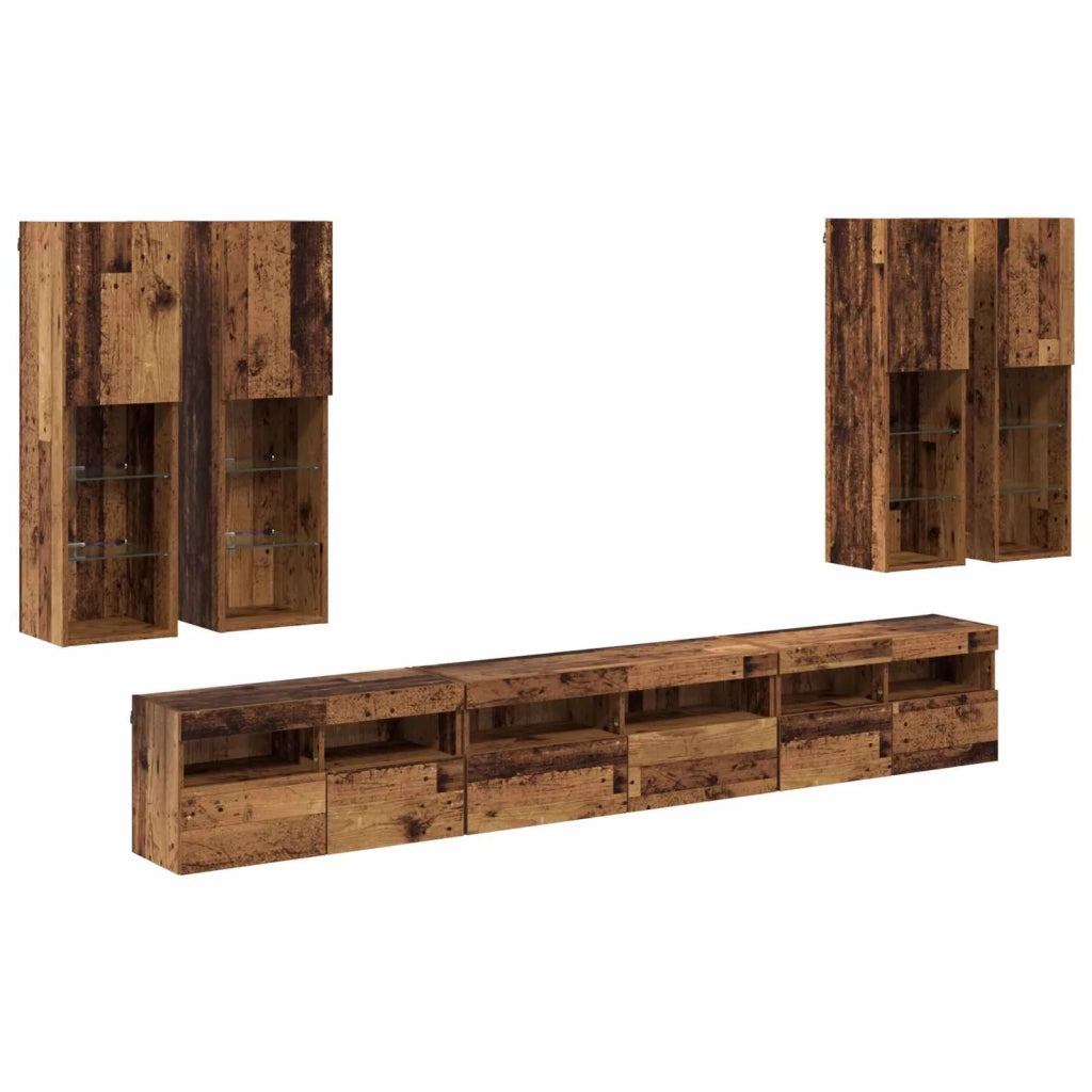 Set di Mobiletto da TV a Parete 7 pcs Legno vecchio 3402797