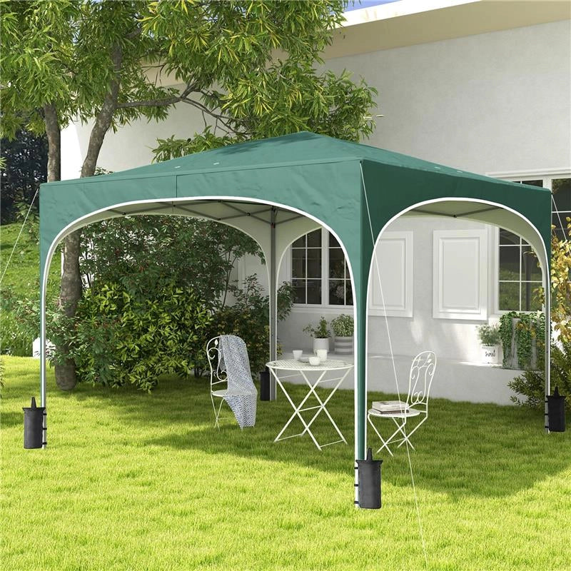 GAZEBO DA GIARDINO AD ALTEZZA REGOLABILE CON FORI DI DRENAGGIO E BORSA DA TRASPORTO, IN METALLO, VERDE