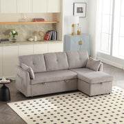 SOFA LETTO Modulare con contenitore, chaise longue intercambiabile, 206x108x66 cm, Corduroy grigio chiaro