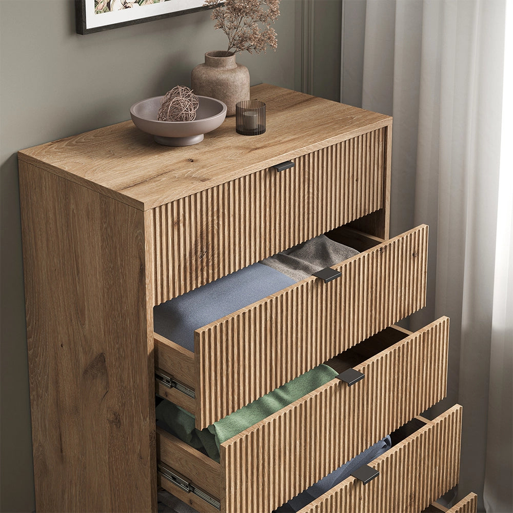 Vicco Cassettiera Quercia vichinga 76 x 120 cm con 5 cassetti