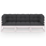 Divano da Giardino a 3 Posti con Cuscini-Sofa da Giardino-Divano da esterno Legno Massello di Pino 292135
