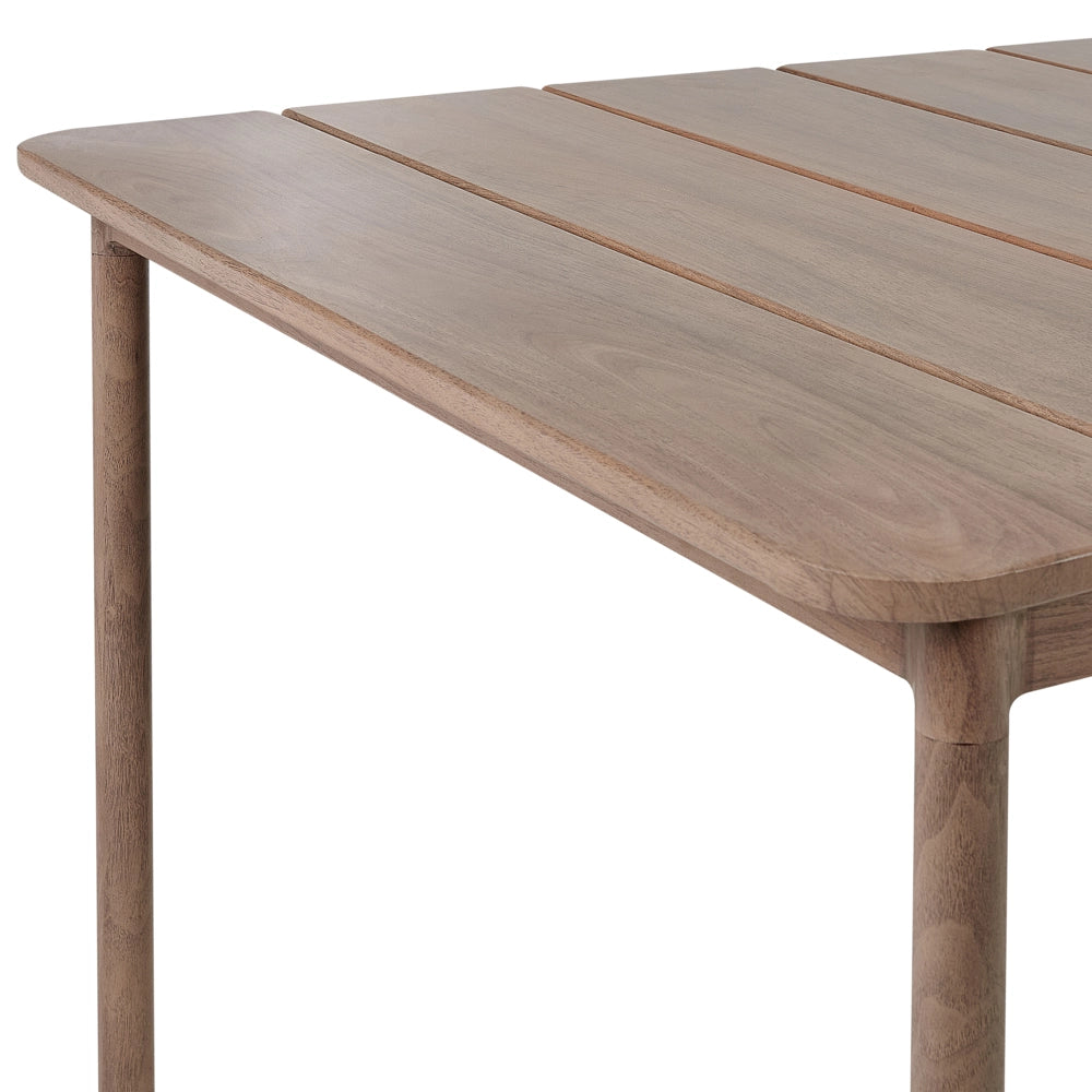 Tavolo da pranzo da giardino in legno scuro Trasferimento termico Telaio in alluminio 6 posti resistente alle intemperie Patio esterno