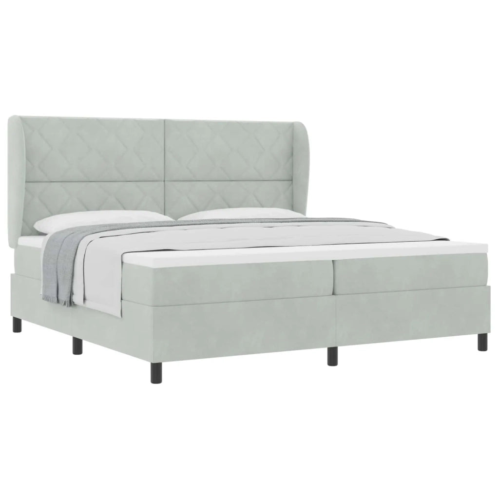 Letto a molle Grigio chiaro 200 x 200 cm Poliestere 3341000