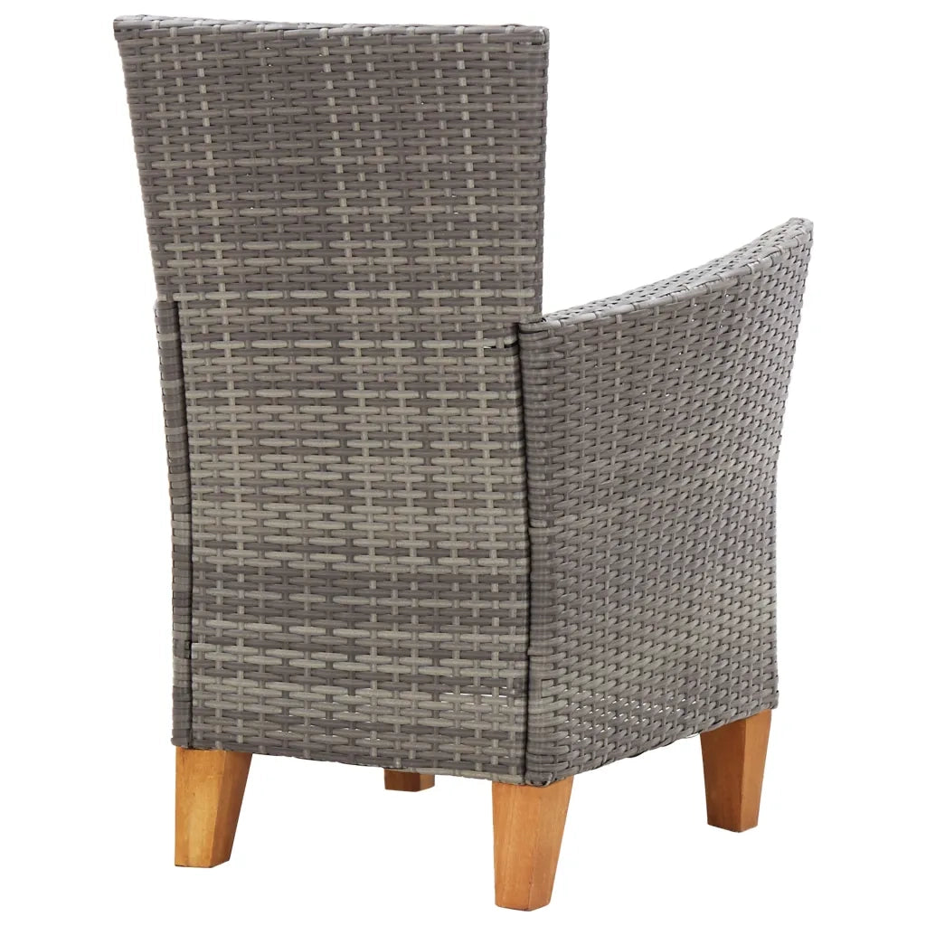 Set Pranzo da Giardino 7 pz Polyrattan e Legno d'Acacia Grigio 46001