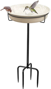 Vogelbad autonomo per esterno, Vogelbad autonomo, vasca alimentazione con palo metallico, decorazione rimovibile, stazione alimentazione spa per uccelli per giardino, terrazza, giardino, prato, 4 spine.