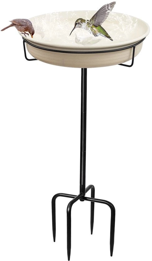 Vogelbad autonomo per esterno, Vogelbad autonomo, vasca alimentazione con palo metallico, decorazione rimovibile, stazione alimentazione spa per uccelli per giardino, terrazza, giardino, prato, 4 spine.