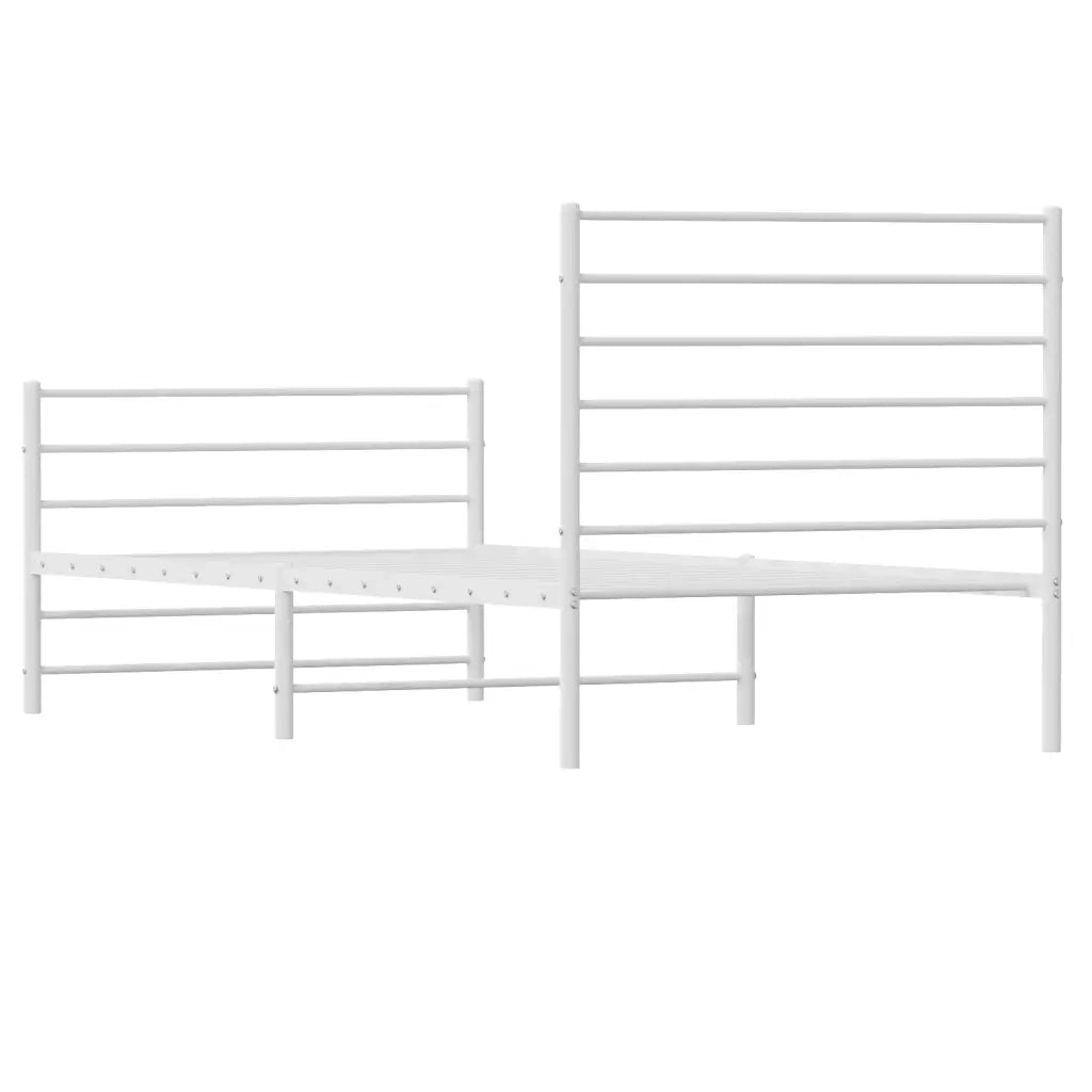 Giroletto con Testiera e Pediera Metallo Bianco 107x203 cm 352382
