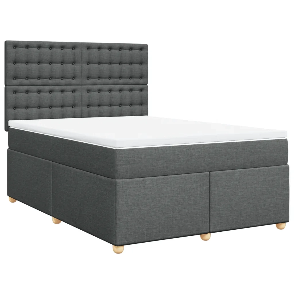 Giroletto a Molle con Materasso Grigio Scuro 140x200cm Tessuto