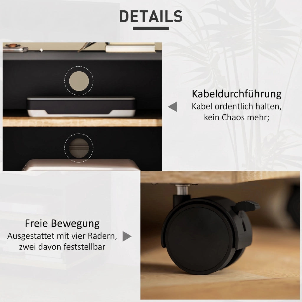 Mobile TV con ante e ripiani regolabili ¨C zephmum ¨C Nero Rovere 120x30x