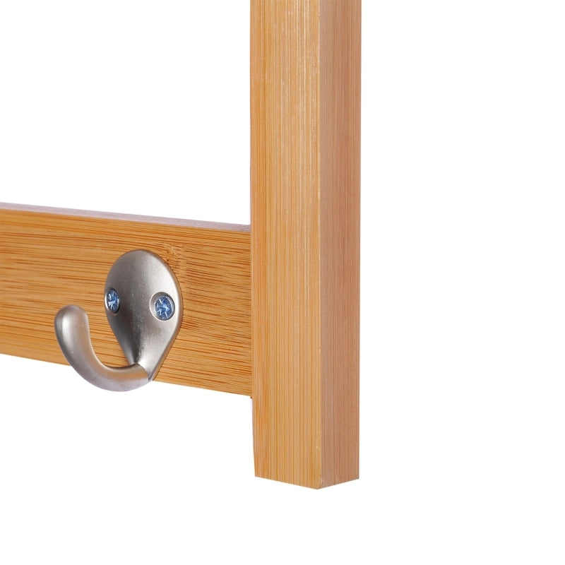 APPENDIABITI DA PARETE CON RIPIANO E 4 GANCI 50 x 16 x 17,5 cm Bamboo Naturale
