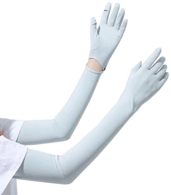 Maniche lunghe senza dita per donne - maniche antiscivolo per le mani con protezione solare - maniche lunghe per touchscreen con maniche rinfrescanti - adatte per pescare, guidare, andare in bicicletta e attività all'aperto estive