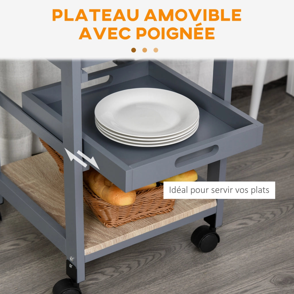 Tavolino da cucina con carrello e rotelle ¨C zephmum ¨C legno quercia chiaro