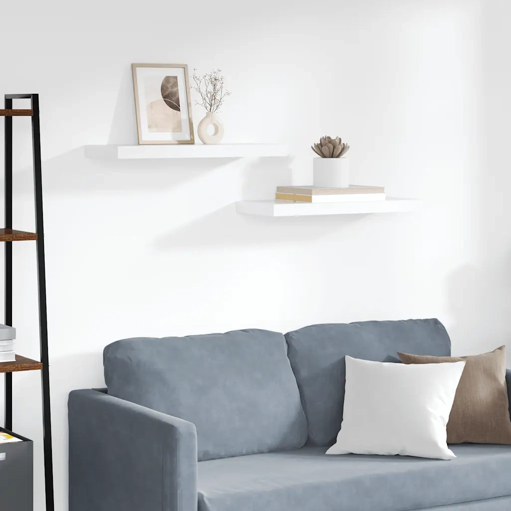 Scaffali a Parete 2 pz Bianco 60x23,5x3,8 cm in MDF cod mxl 33569