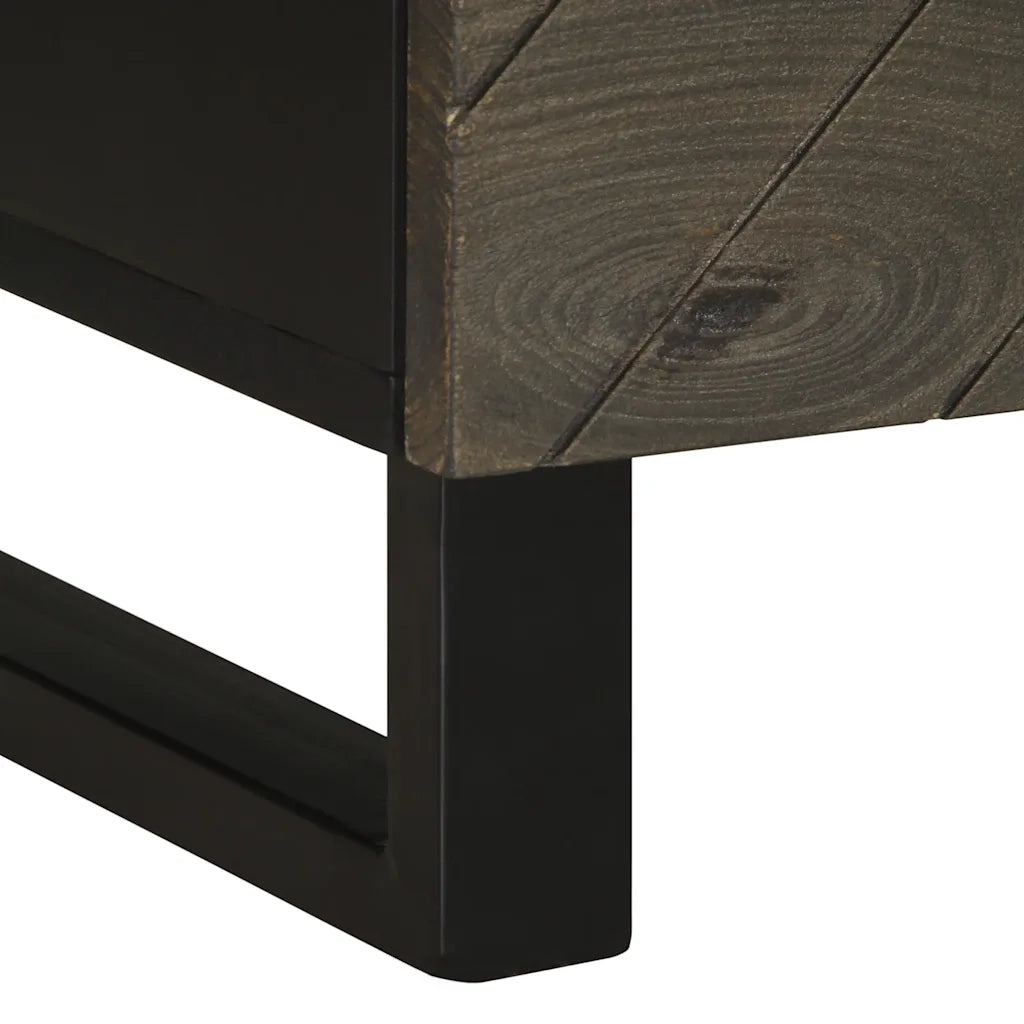 Comodino-Tavolino da notte Nero 40x33x46 cm in Legno Massello di Mango 519532