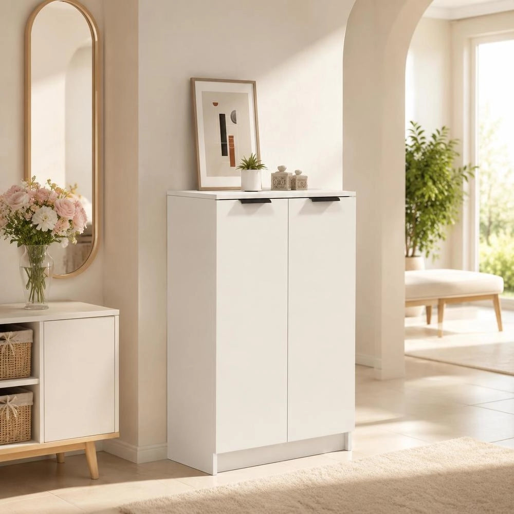 Shoe Cabinet, White, 59x35x100.5 Cm, Wood-based Material