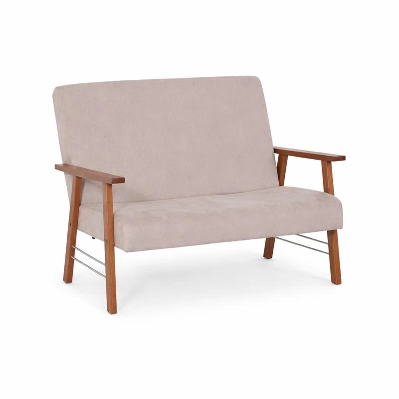 DIVANO ORTIGIA DA ARREDO IN LEGNO TABACCO E IN TESSUTO COLOR BEIGE 106X77X91H CM