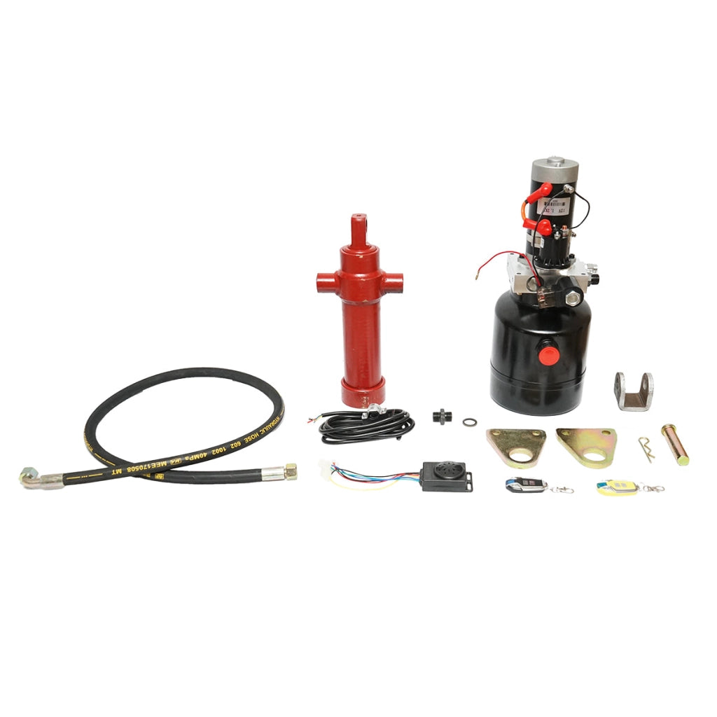 KIT CILINDRO IDRAULICO PER RIBALTABILE 2 ton con telecomando wireless 12V 1,2Kw