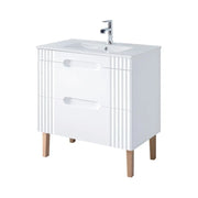 Set da bagno FIDJI: mobile sottolavabo 80cm + lavabo da incasso bianco + sifone + piedi