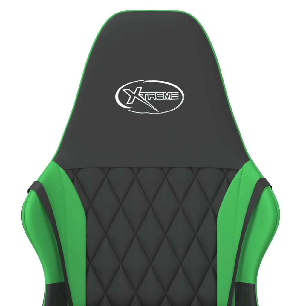 Sedia da Gaming | Sedia da e-sports Massaggiante Nero e Verde in Similpelle