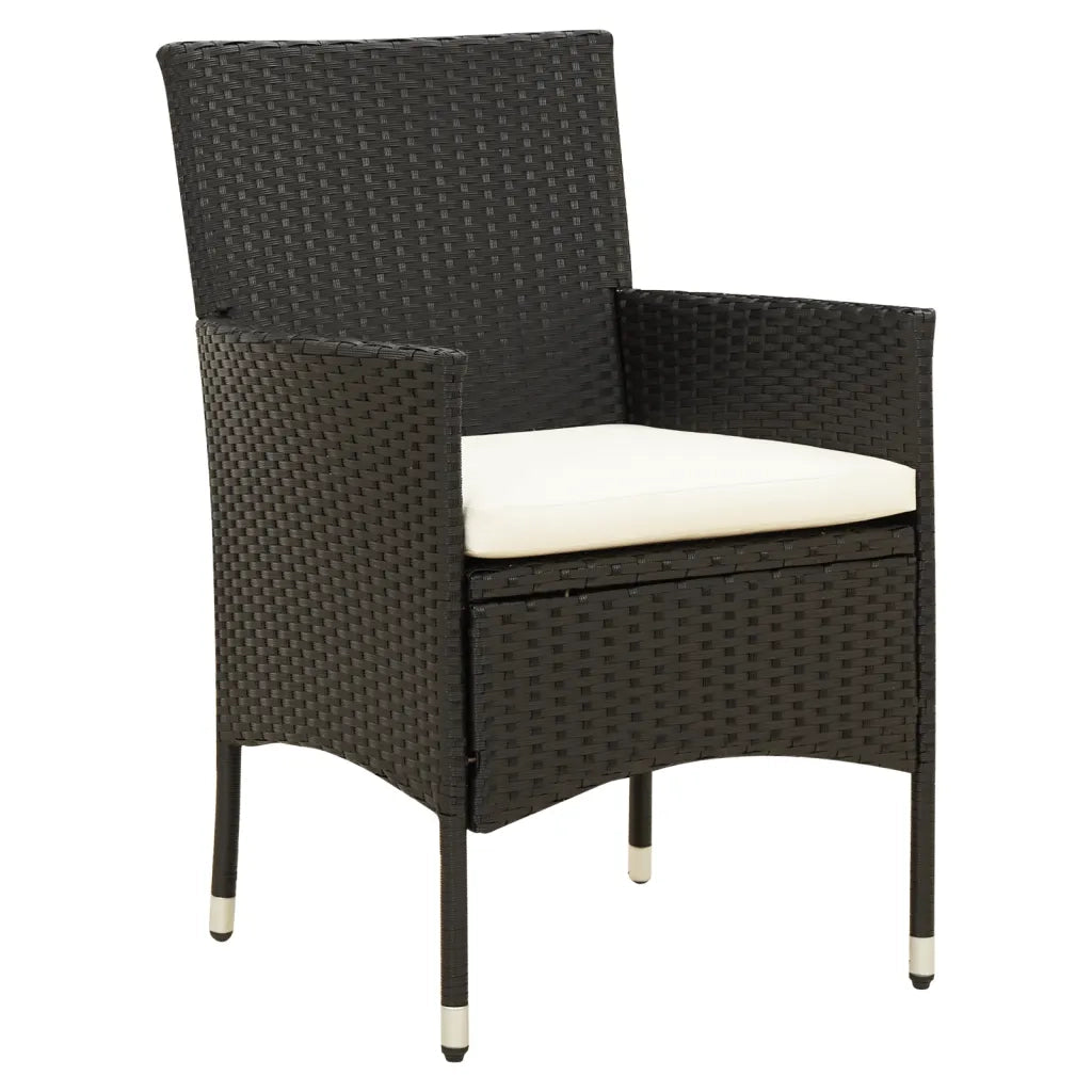 Set da Pranzo da Giardino 9 pz con Cuscini Nero in Polyrattan 3187321