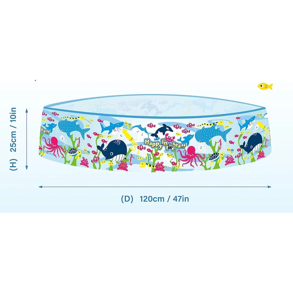Trade Shop - Piscina Rotonda 120x25 Cm Motivo Fondo Del Mare Per Bambini Giardino Estate 016092 -