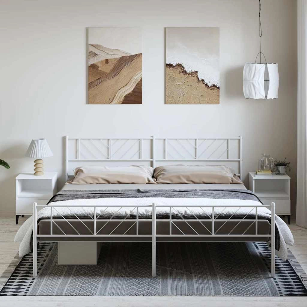 Giroletto con Testiera e Pediera Metallo Bianco 193x203 cmcod mxl 83214