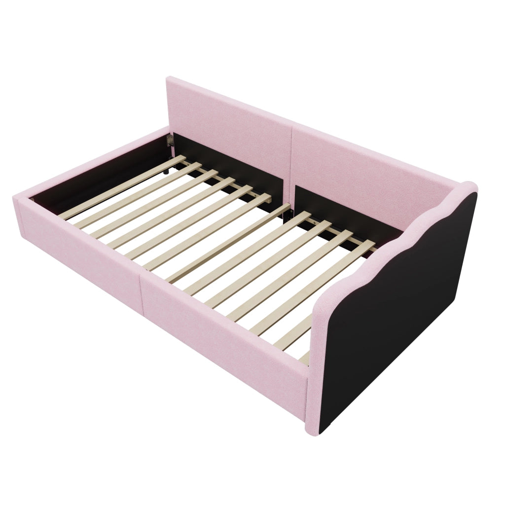 Letto giorno con luce LED velluto rosa 90x200 cm