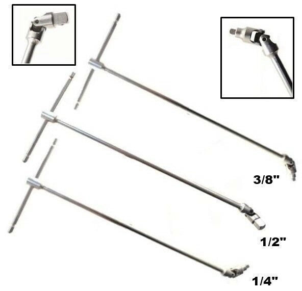 SET 3 CHIAVI MANICO A T CON SNODO SNODABILE MISURA 1/4-1/2-3/8 LUNGHEZZA 45cm