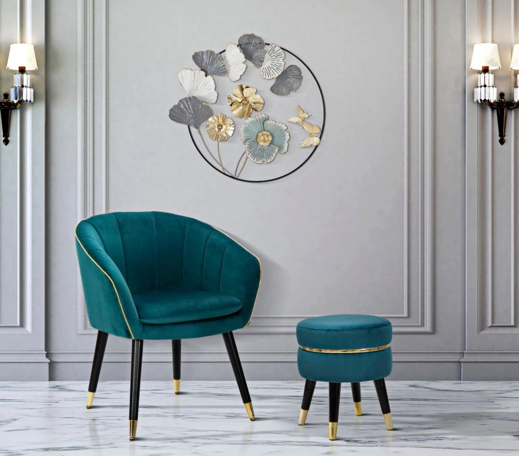 Poltrona Paris Oro 62x58x78 cm in Legno e Poliestere Ottanio