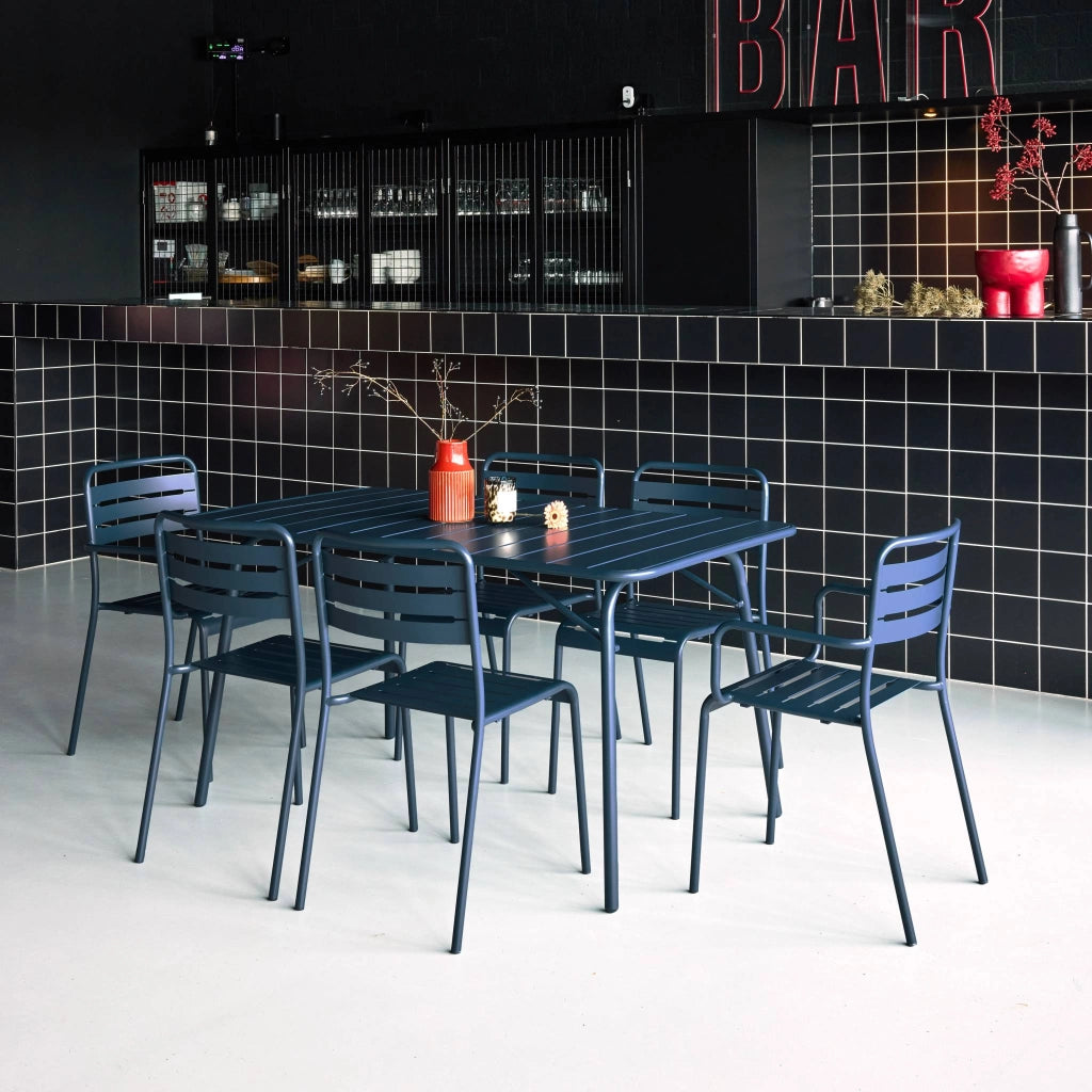 Set tavolo da giardino bistrot pieghevole in acciaio con 2 poltrone e