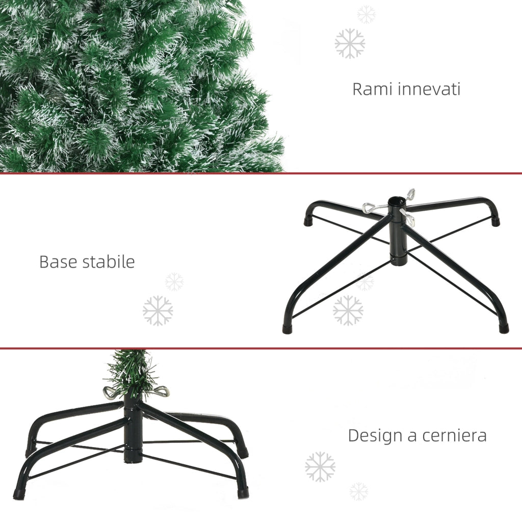 Albero di Natale Artificiale Innevato 150 cm 416 Rami Verde e Bianco