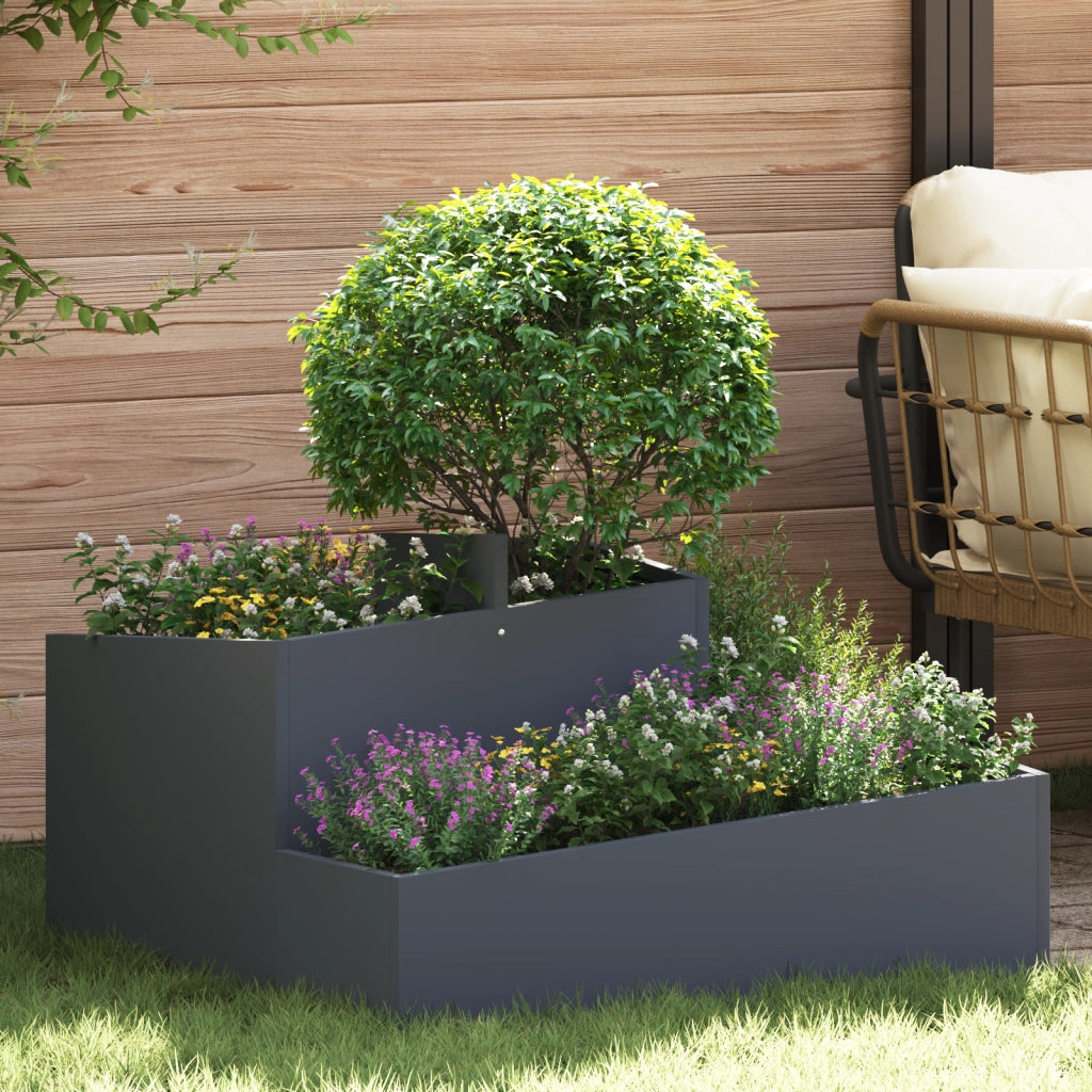 Fioriera Antracite 80x80x50 cm Acciaio Inossidabile