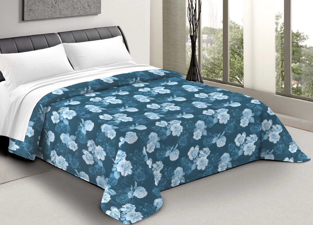 Trapunta Piumone Letto Invernale Imbottita 300gr Scaldanotti Matilde - Piazza E Mezza - Blu
