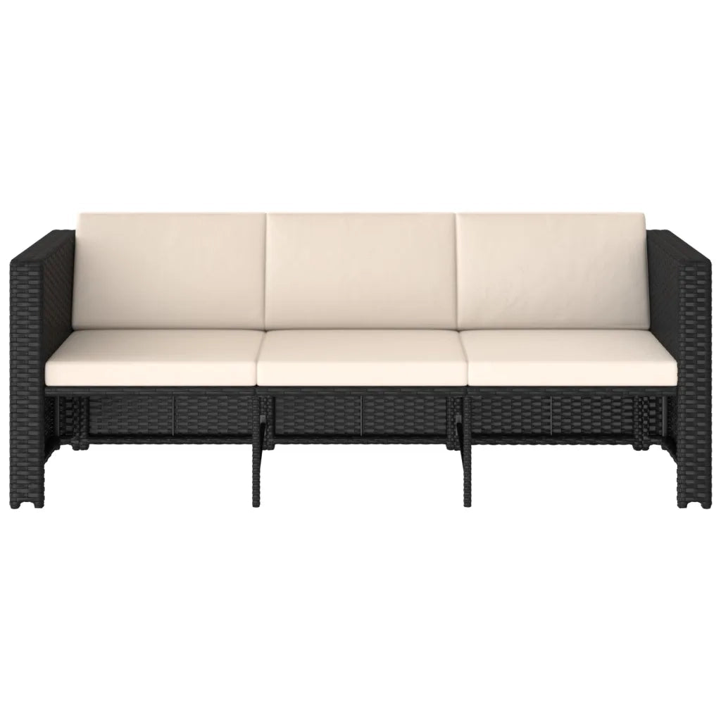 Set Divani da Giardino 4 pz con Cuscini in Polyrattan Nero cod mxl 30087